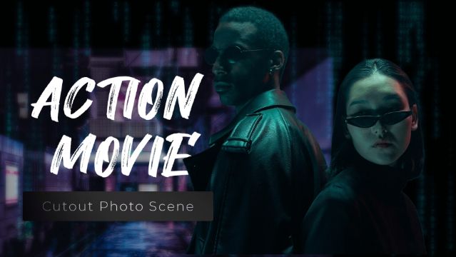 Action Movie Cutout Photo Scene