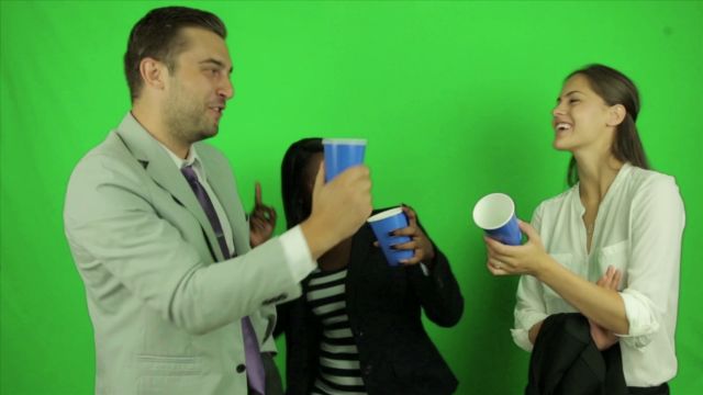 Business Celebrating 2 Green Screen Actors