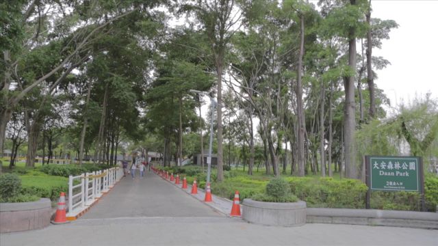 A Lady Rides The Popular Taipei Ubike Past Taipei’s Famous Daan Park